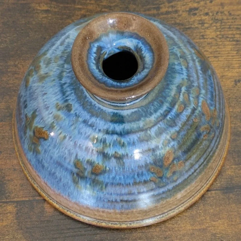 Sunset Canyon Pottery Bud Vase Aurora Blue Glaze Austin‎ TX Handmade 6